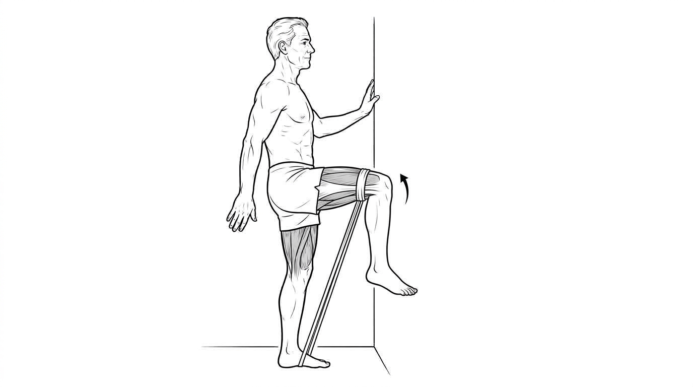 Standing single-leg banded knee raise