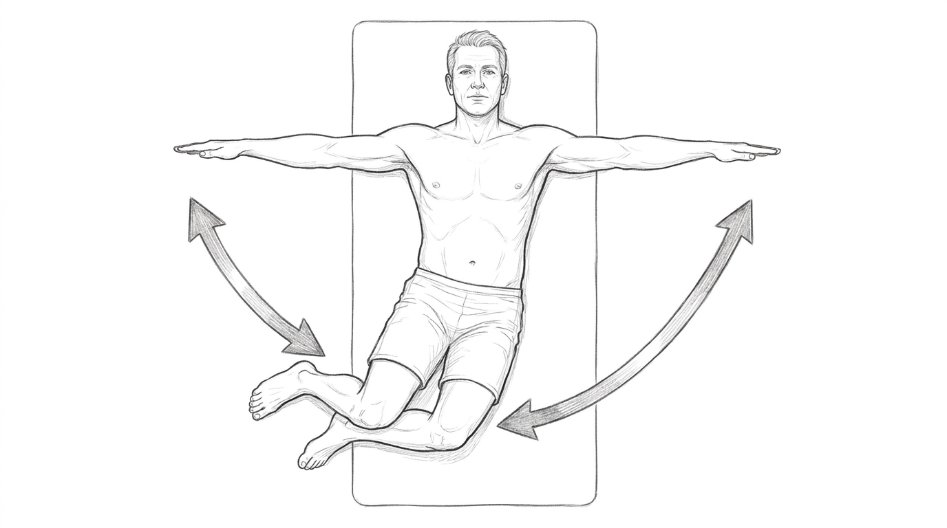 Supine knee drops (windshield wipers)