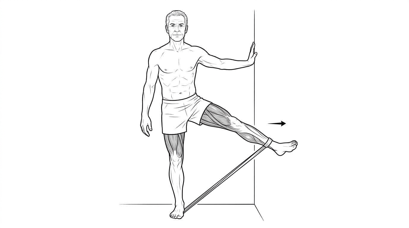 Standing single-leg banded side raise
